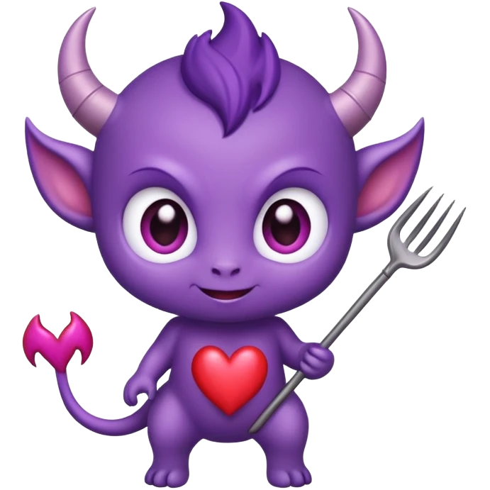 adorable baby demon with a tiny pitchfork and heart-shaped tail emoji