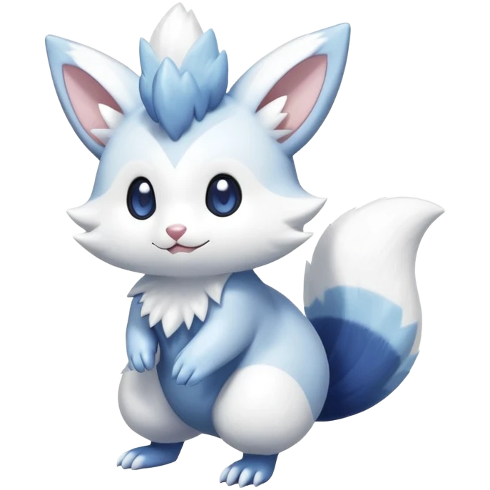 Shiny White Pastel Snowy Icy Sparkly Cute Furret-Meowstic-Zangoose-Hybrid (Full body) emoji