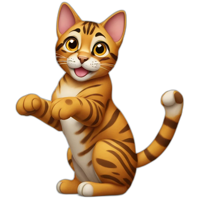 Bengal cat waving his right paw emoji