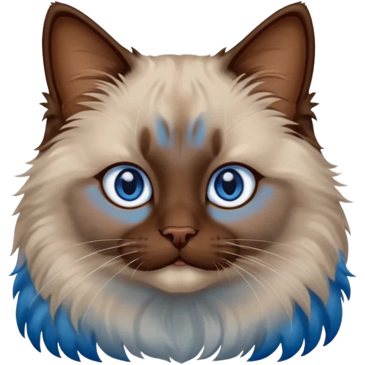 Chocolate colored ragdoll cat head emoji