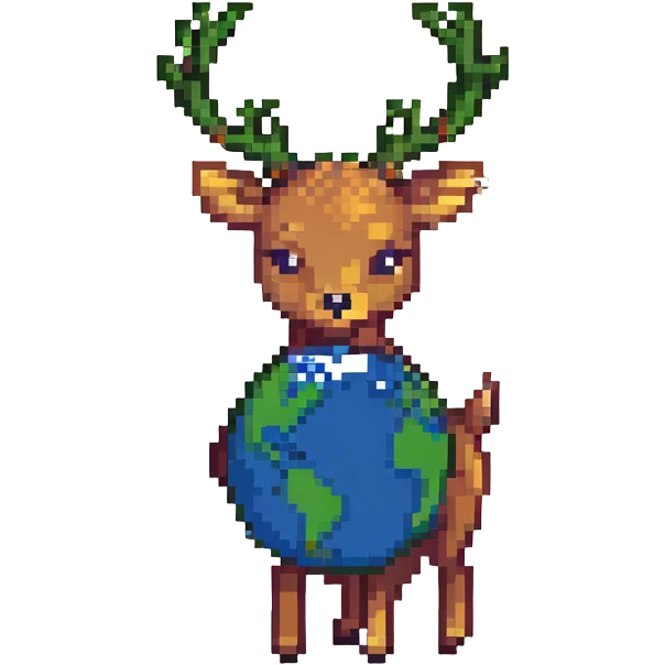 A deer holding the Earth on its antlers emoji