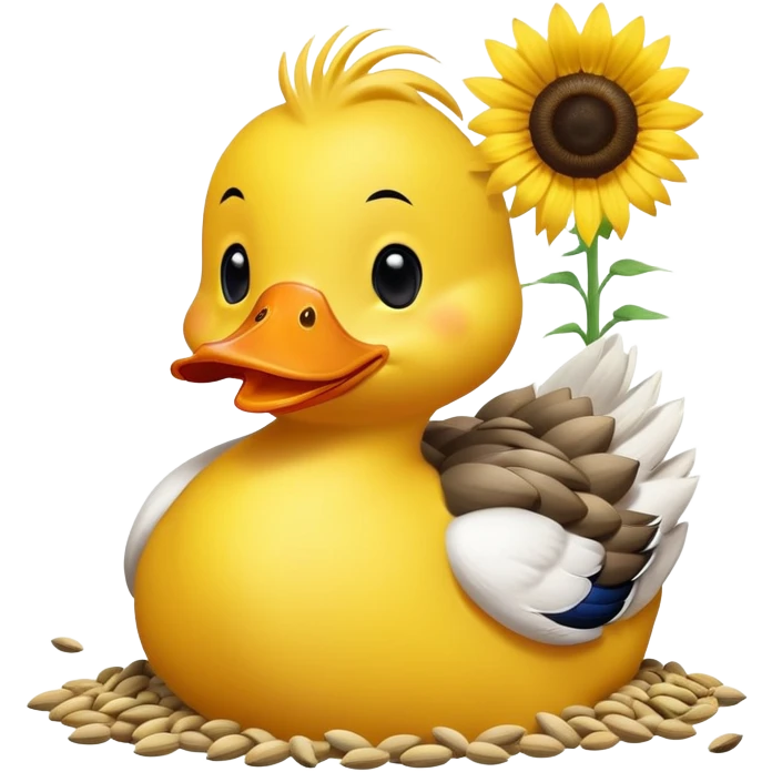 a happy duck with a pile of sunflower seeds emoji