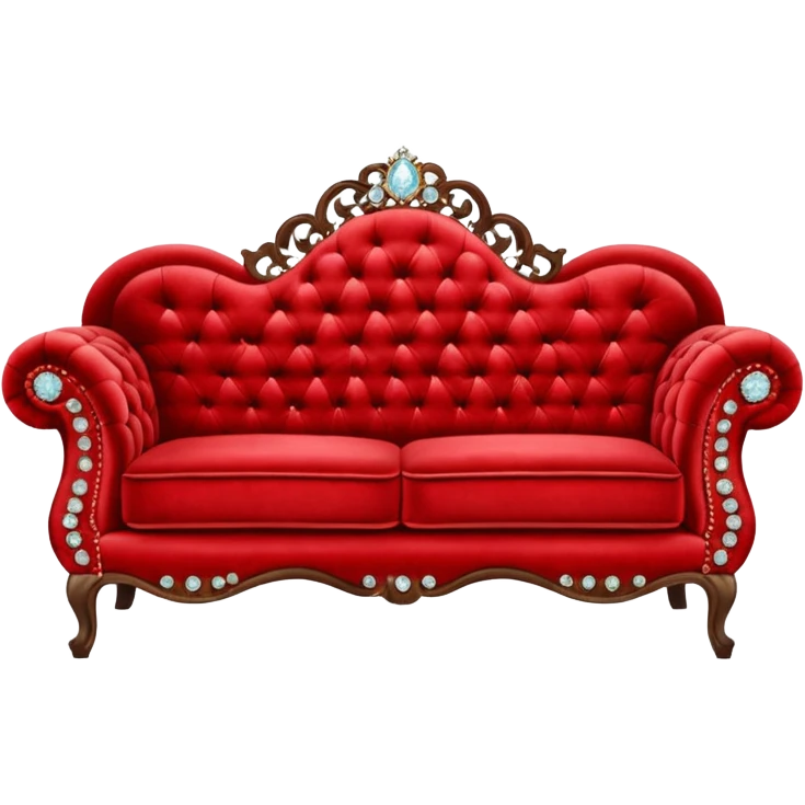 Vintage red sofa with rhinestones buttons emoji