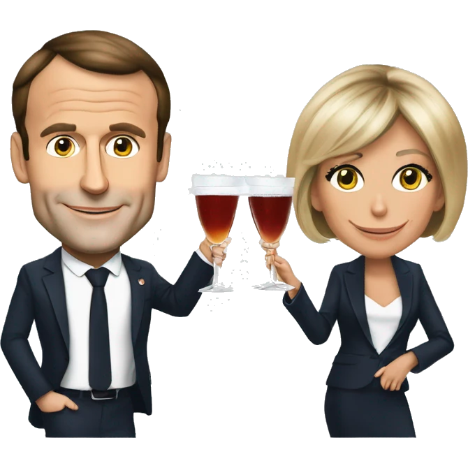 Emmanuel macron et brigitte macron boivent du thé emoji