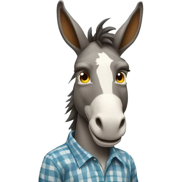 A donkey wearing check shirt and a dragon  emoji