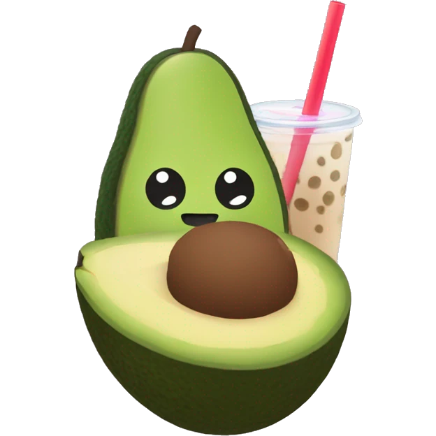 An avocado drinking a boba tea emoji