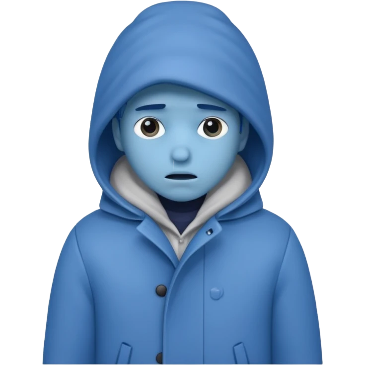 Uma pessoa azul de frio congelando emoji