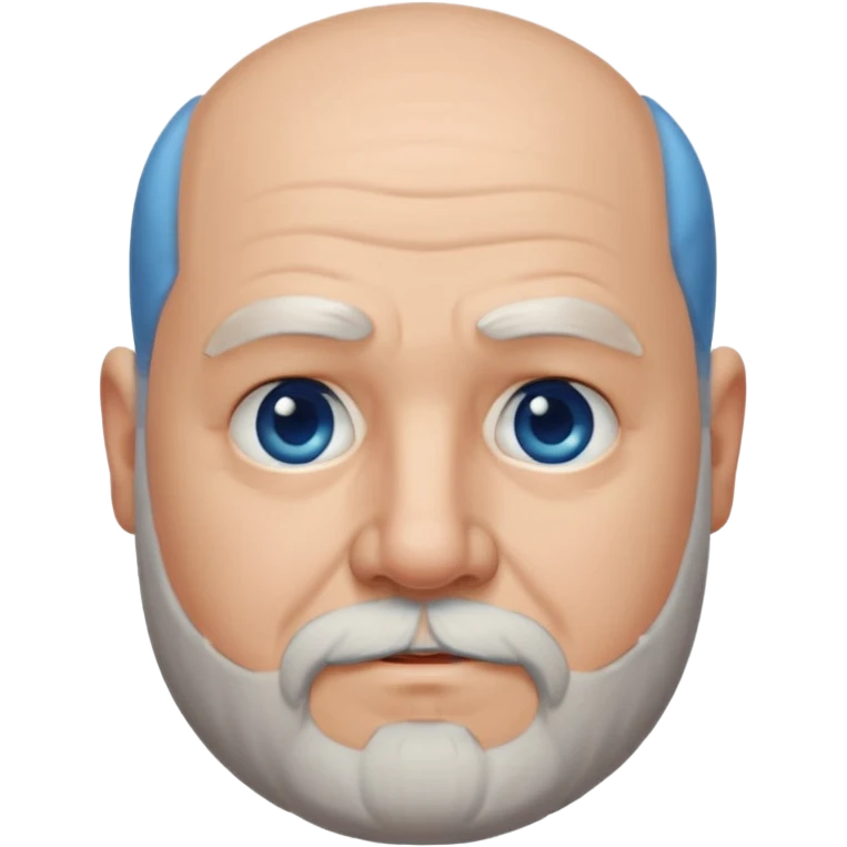 75, goatee, bald, grey side hair, chubby, blue eyes, beard emoji