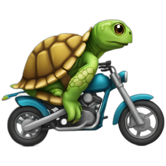 Une tortue en moto emoji