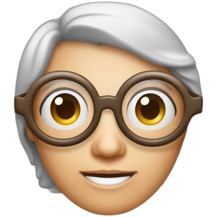 Oma met bril een vierkant en een rondje als bril en rood haar emoji