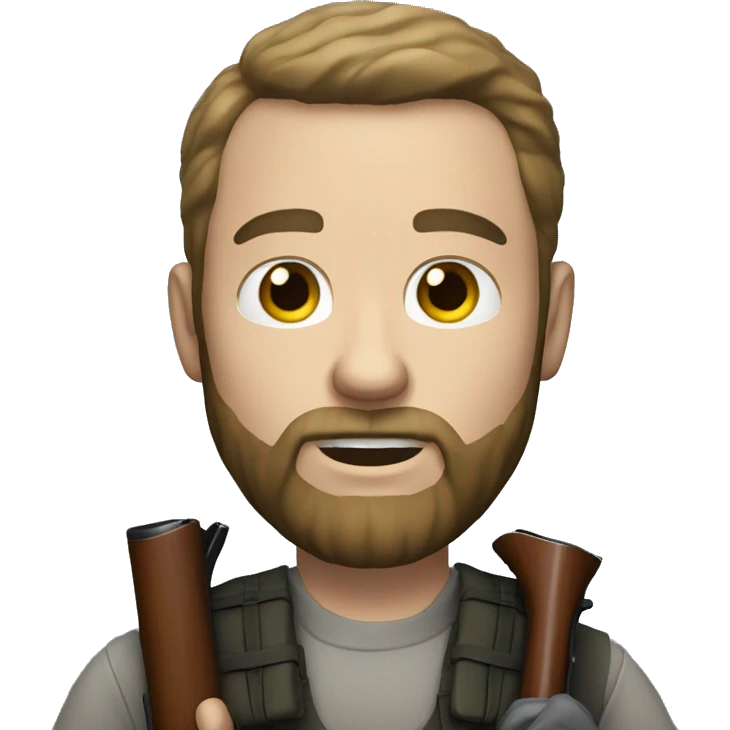 White man with beard holding shotgun  emoji