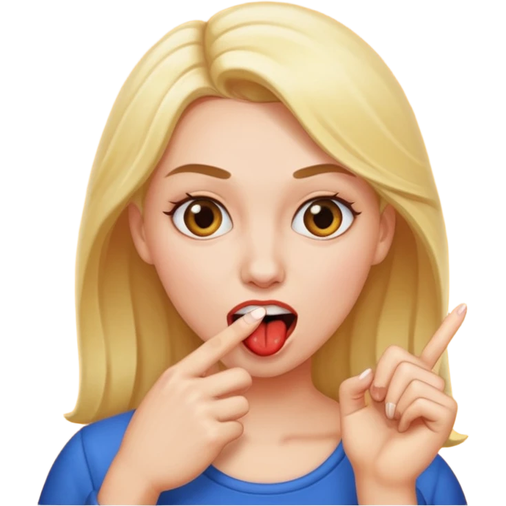 Una mujer mordiendose el dedo emoji