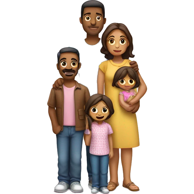 Familia de 5 personas papá y mama hijas tres emoji