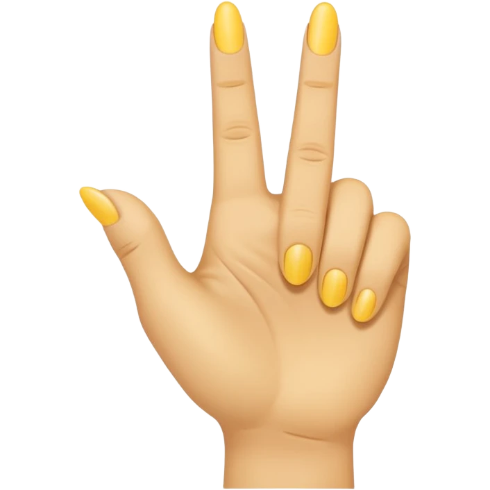 A yellow hand with index and middle finger up pointing on its side emoji