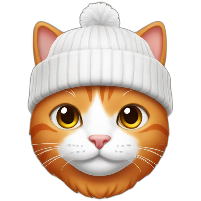 Red Cat with white beanie emoji