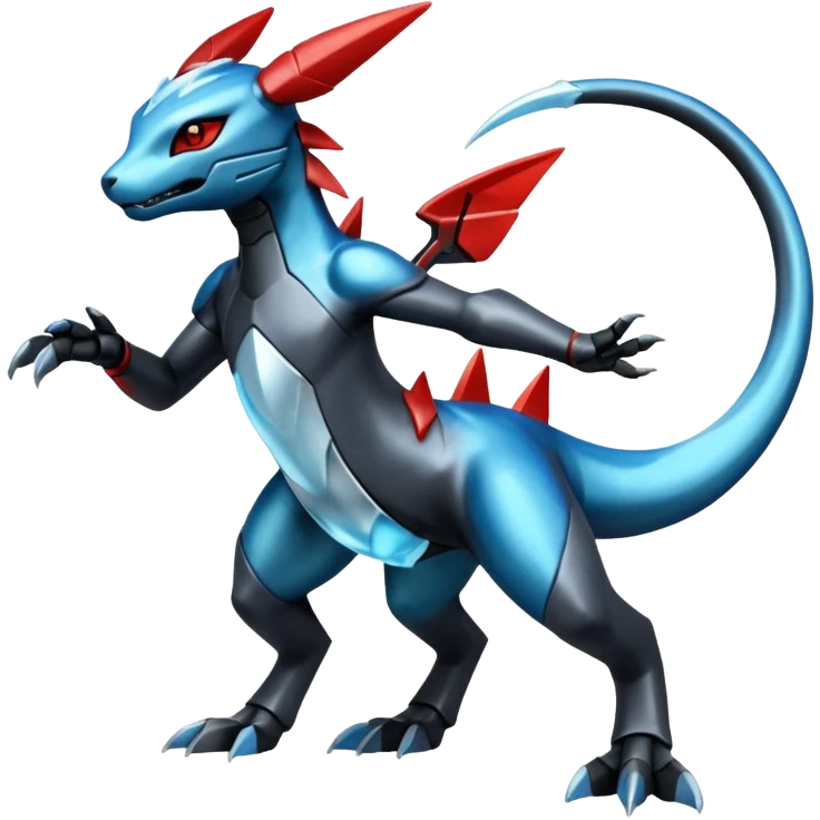 Shiny Futuristic Dusknoir-Salandit-Glaceon-Fakémon-hybrid-creature (full body)  emoji