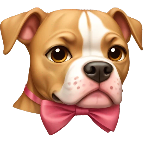 tan pitbull with bow emoji