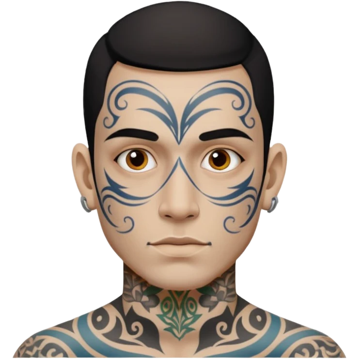 tattoo man, white skintone,tattoos on face, more visible. emoji