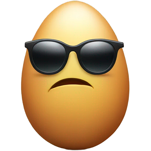 A little egg wearing sunglasses. He also has arms and legs  emoji