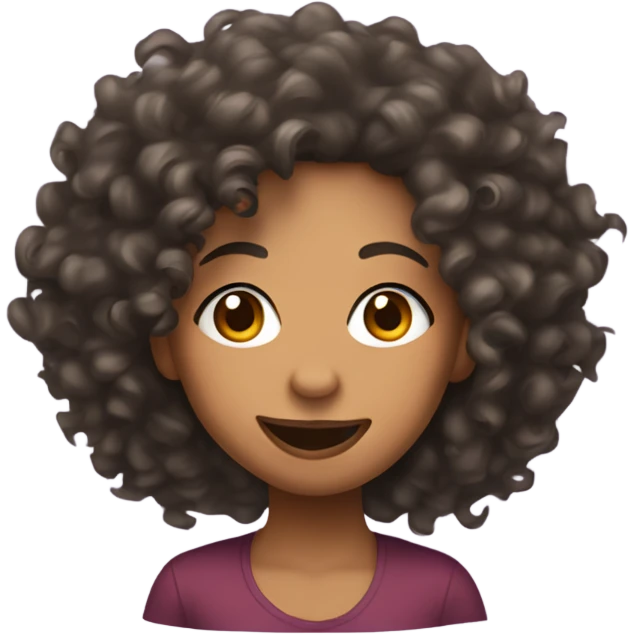 Mixed girl with curly hair sticking tongue out to the side emoji