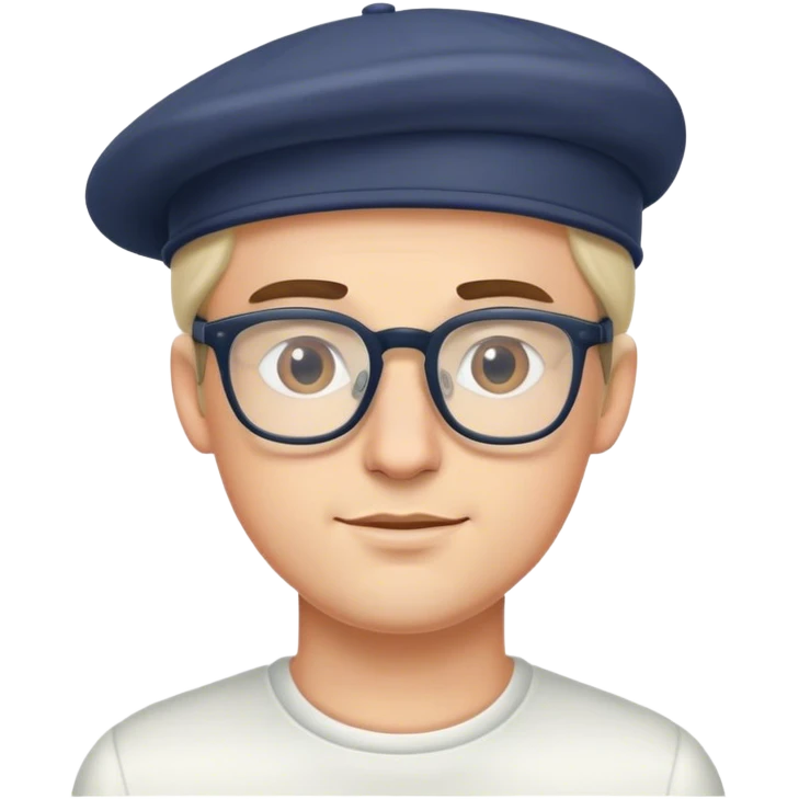 handsome white man with glasses and fullcap emoji