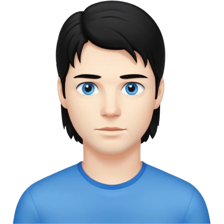 A young man with mullet black hair. emoji