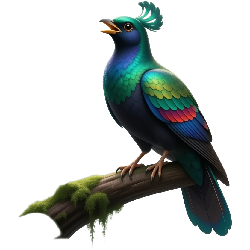 Salika, a beautiful mythical Thai bird, vibrant colorful feathers, sitting on a branch, singing with glowing notes, mystical forest background, card game style. emoji