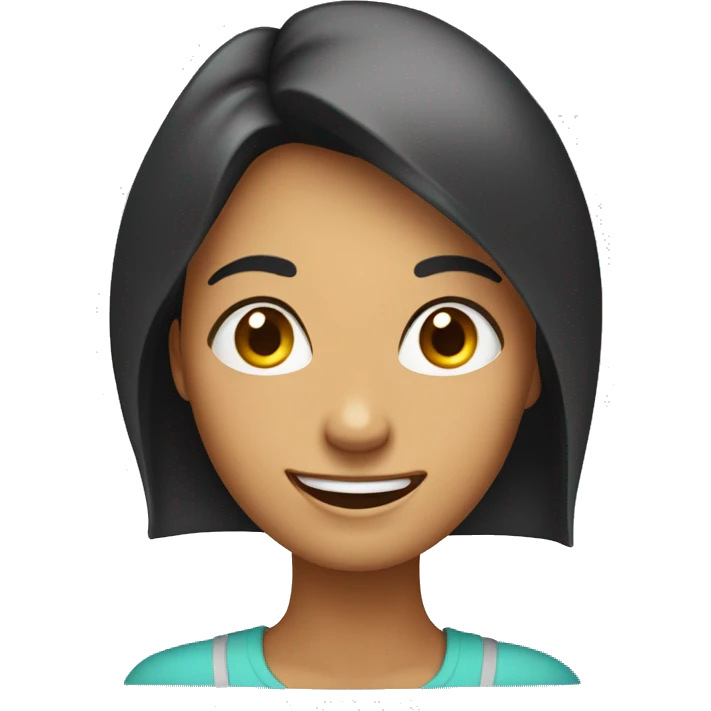 happy female emoji with wide, sparkling eyes, raised eyebrows and a big smile. emoji