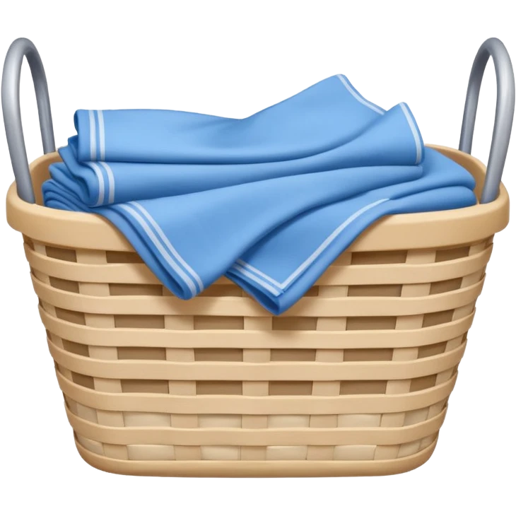 white LAUNDRY BASKET WITH FOLDED blue CLOTHES emoji
