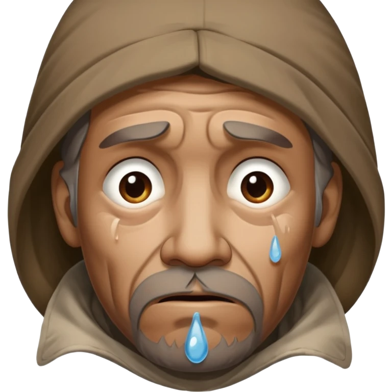 Homeless man crying emoji