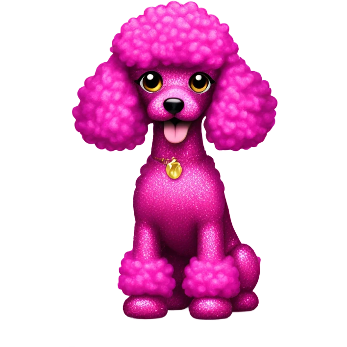 Hot pink glitter poodle standing  emoji