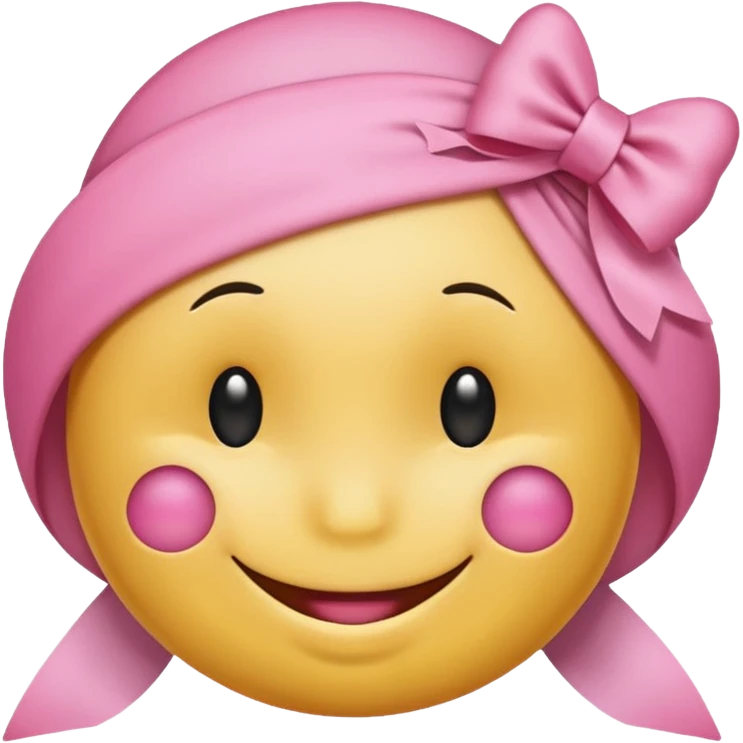 A smiley getting shy and a pookie ribben on his head this smiley 😁 emoji