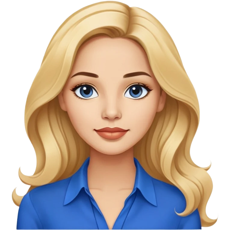Linette Torres, Puerto Rican actress with fair complexion, beautiful facial features, bright expressive eyes, defined cheekbones, full lips with warm smile, long flowing blonde hair, wearing a stylish blue blouse emoji