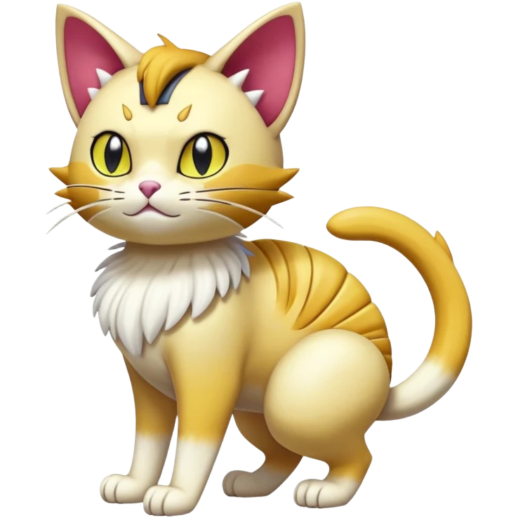 Shiny Exotic Skitty-Meowth-Pokémon-Fakémon-hybrid-creature (full body) emoji