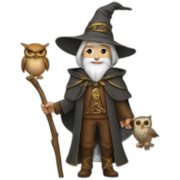 A wizard with an owl emoji