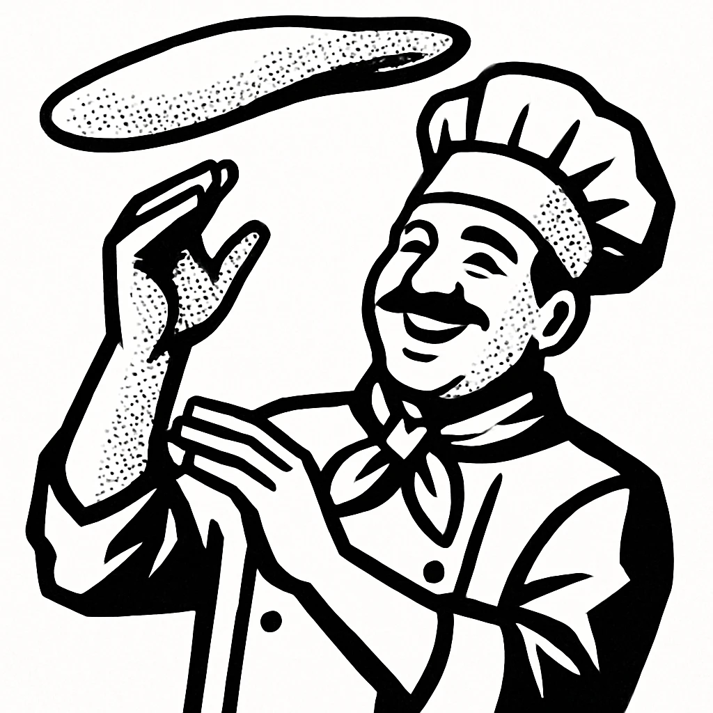 smiling Italian chef spinning pizza dough emoji