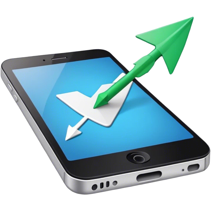 mobile phone and arrow emoji