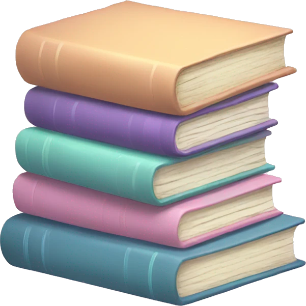 Pastel book stack cartoon fantasy emoji