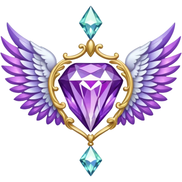 holy diamond emblem with white wings and purple diamond in the middle emoji