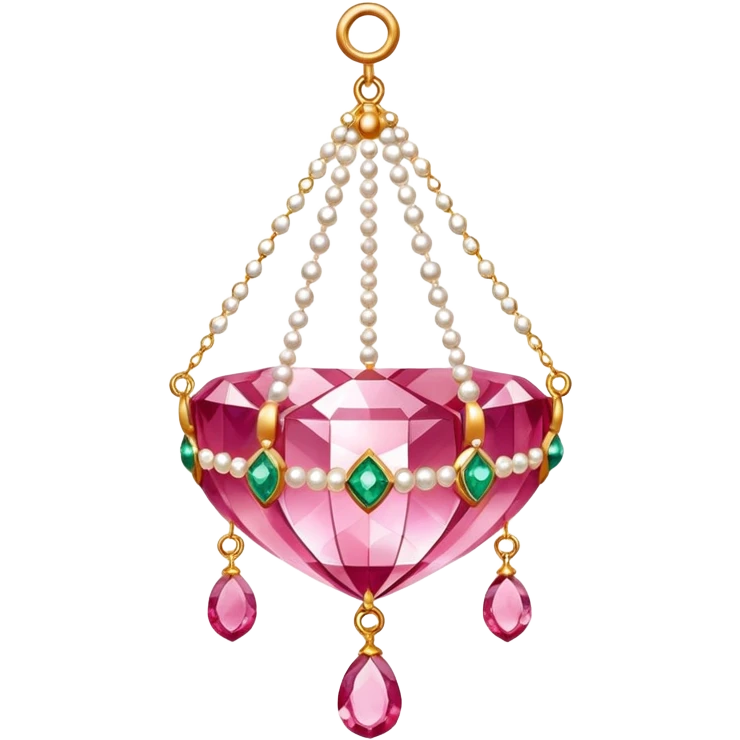 Rose-colored pastel glistening glossy sparkly shiny glittery hanging crystals pearls and beads and gemstones decorations emoji