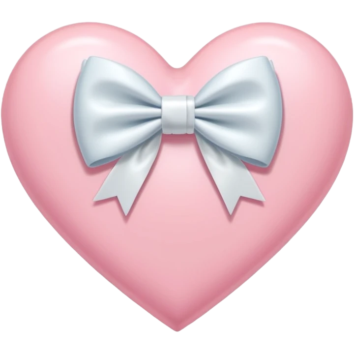 Pastel pink heart with white bow Tied diagonally above emoji