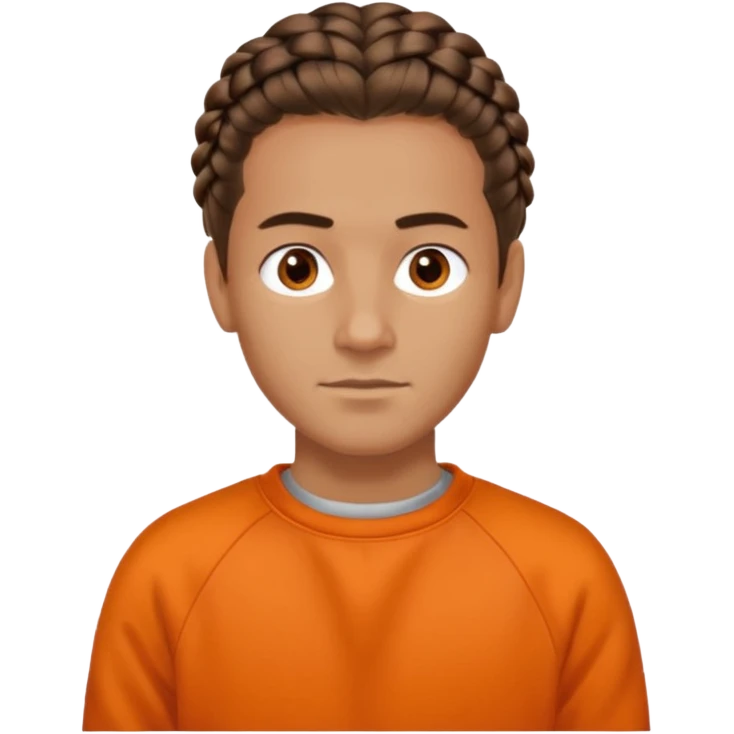 men and, haired, braided, brunet, orange sweatshirt emoji