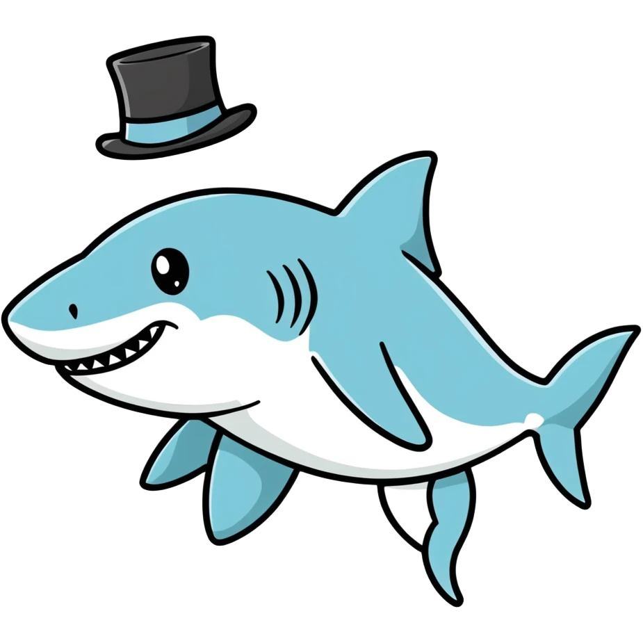 Shark with a top hat emoji