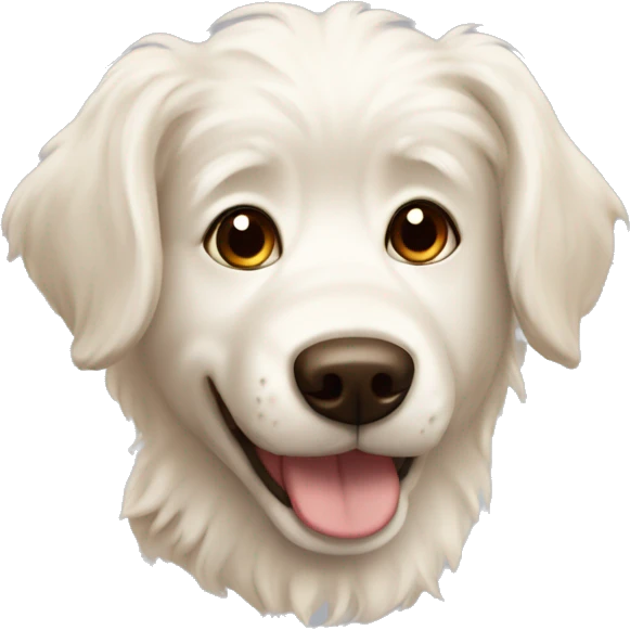Furry cream dog with semi lifted brown ears emoji