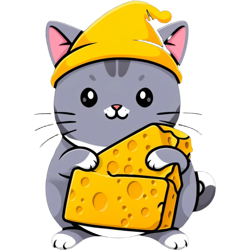 cheese cat wearing a yellow hat emoji