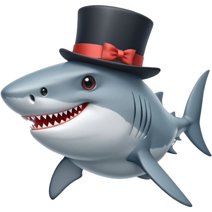 Shark with a top hat emoji
