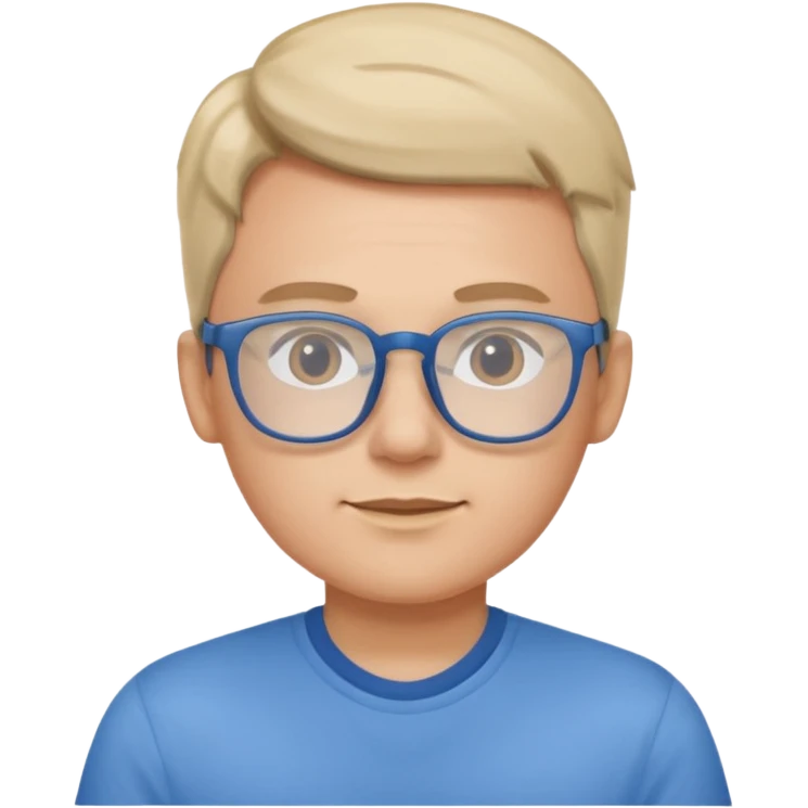 gender neutral person, chest up, wearing a blue shirt and glasses emoji