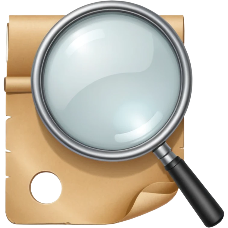 magnifying glass over a sheet of paper, paper finder icon emoji