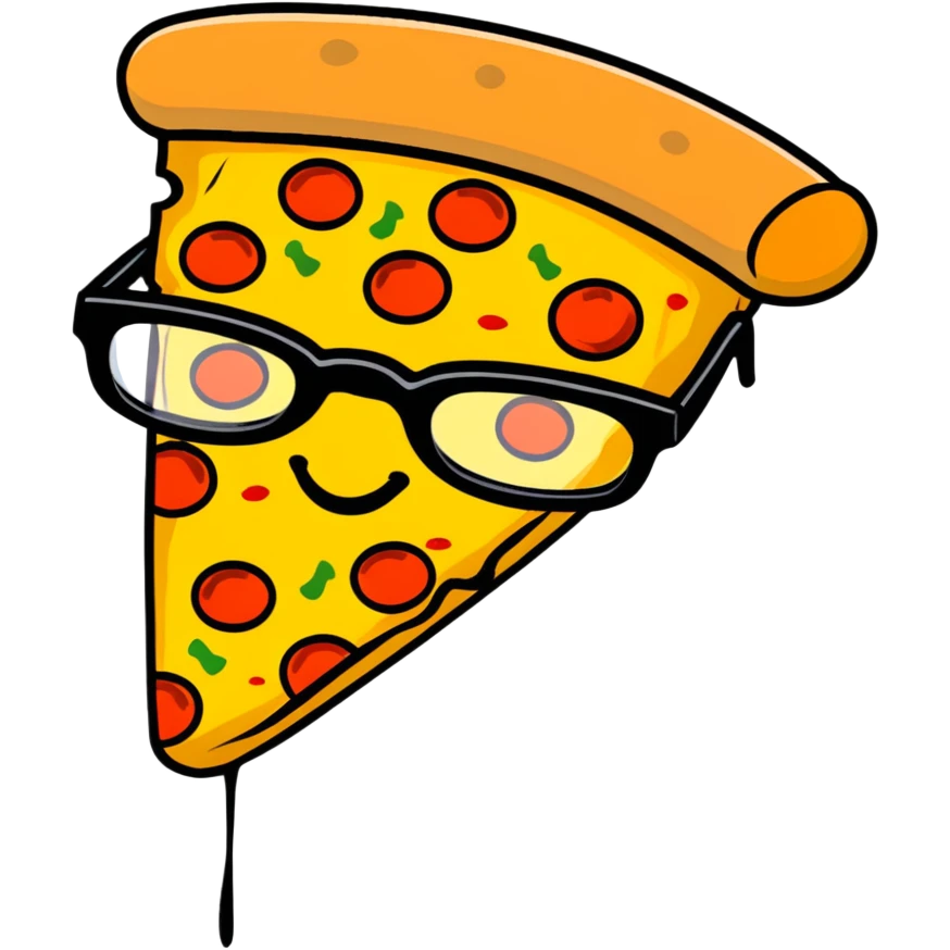 pizza caricature with large funny glasses emoji