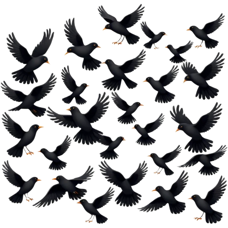 Flying in one direction multiple black birds emoji emoji
